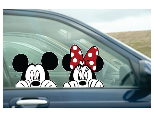 Peeking Mickey & Minnie Sticker – Fun & Playful Vinyl Decal